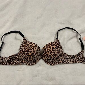 Leopard Print Women's Bra with Black Straps